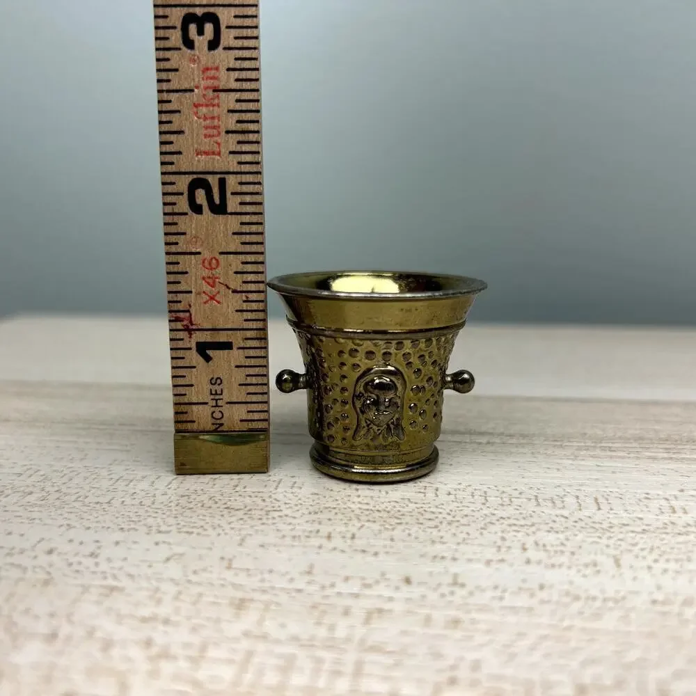 Miniature Dollhouse Mortar Ice Bucket Trashcan Dollhouse Furniture Bronze Color